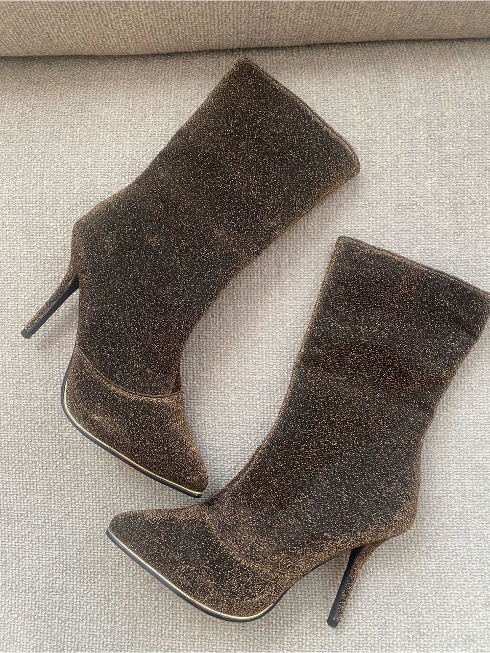 Nicole Miller Black Metallic Sparkle Pointed-Toe Ankle Boots - Picture 2 of 7